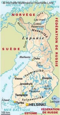 carte Finlande villes lacs pays aux alentours