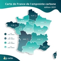 carte empreinte carbone en France par habitant