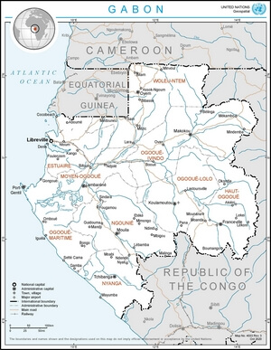 Grande carte Gabon capitale ville village route aéroport
