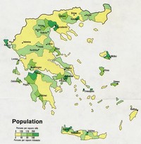 Carte Grèce densit population habitant