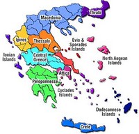 Carte de la Grèce avec les régions