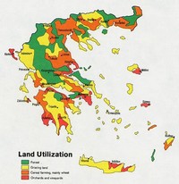 Carte de la Grèce avec l'utilisation des terres
