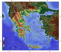 Carte Grèce villes relief altitude mètre
