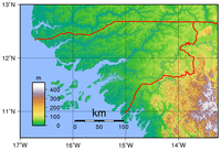 carte relief altitude Guinée Bissau