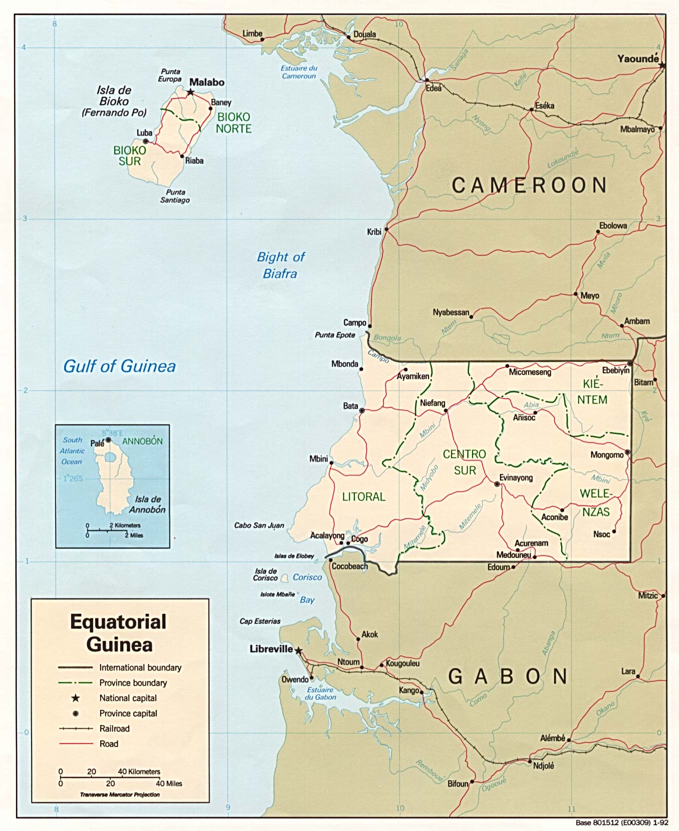 Carte de la Guinée équatoriale.