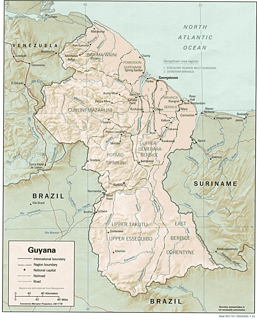 Carte du Guyana.