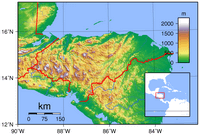 carte relief altitude Honduras