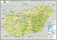 carte Hongrie taille villes villages altitude routes rivières