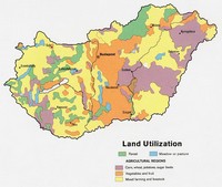 Carte de la Hongrie avec l'utilisation des terres