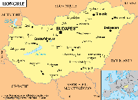 Carte de la Hongrie avec les villes, la capitale et la localisation en Europe