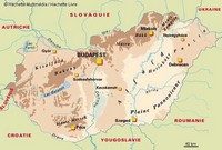 carte Hongrie villes montagnes pays aux alentours