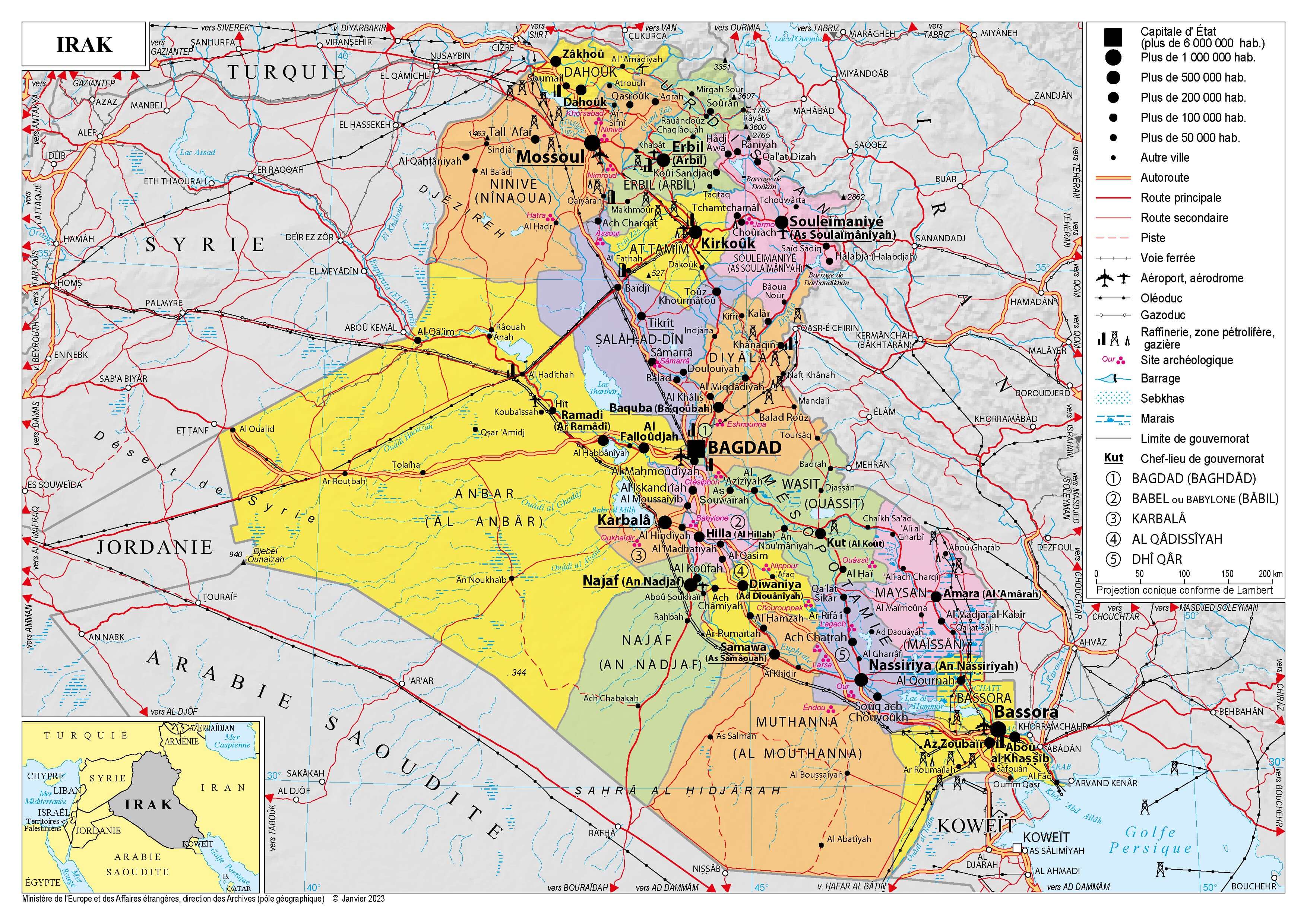 Carte de l'Irak.