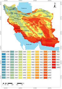 Carte de l'Iran avec les différents climats selon la classification Gyga-ed