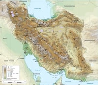 carte Iran routes relief altitude lacs sommets montagneux