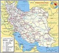 carte Iran routes villes lacs aéroports
