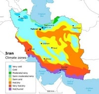 carte Iran zones climatiques climat