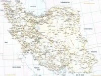Carte routière Iran villes villages aéroports ports