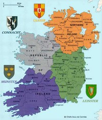Carte Irlande avec les 4 provinces