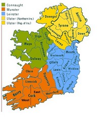 Carte d'Irlande avec les comtés et les régions