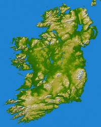 Carte de l'Irlande avec le relief