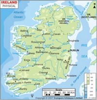 Carte de l'Irlande avec les villes l'altitude et les rivières