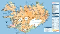 Carte de l'Islande avec la distance des routes