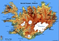 Carte de l'Islande avec le relief et l'altitude en mètre