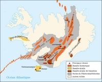 Carte de l'Islande avec les volcans