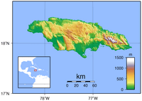 carte Jamaïque relief altitude