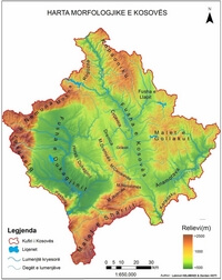 carte relief Kosovo altitude montagne