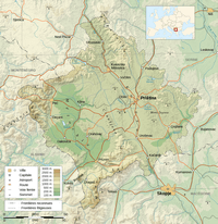 carte Kosovo relief altitude