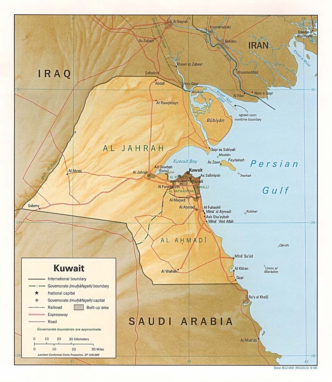 Carte du Koweït.