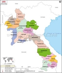 Carte du Laos carte politique avec les provinces, la capitale nationale et les capitales de chaque province