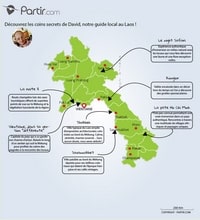 Carte du Laos avec des informations touristiques d'un guide local
