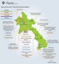 Carte du Laos touristique avec les sites intéressants