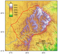 carte relief altitude Lesotho