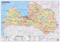 Carte de la Lettonie, carte routière avec les villes, les villages, le type de route, les ports et l'aéroport