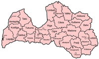Carte de la Lettonie avec les régions