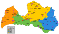 Carte de la Lettonie avec les régions et les villes