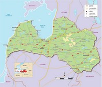 carte Lettonie routes autoroutes villes rivières