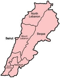 carte régions Liban