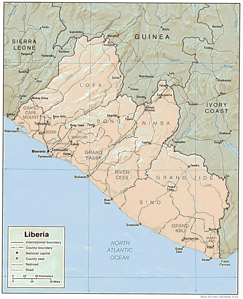 Carte du Liberia.