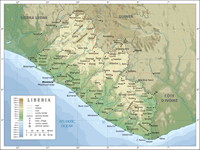 carte Liberia relief altitude ville