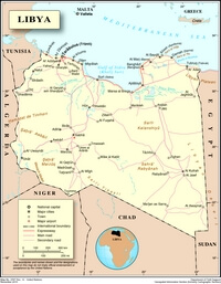 Carte de la Libye avec les villes villages routes aéroports rivières