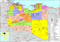 carte Libye taille des villes type de route sites historiques régions en couleur sebkha