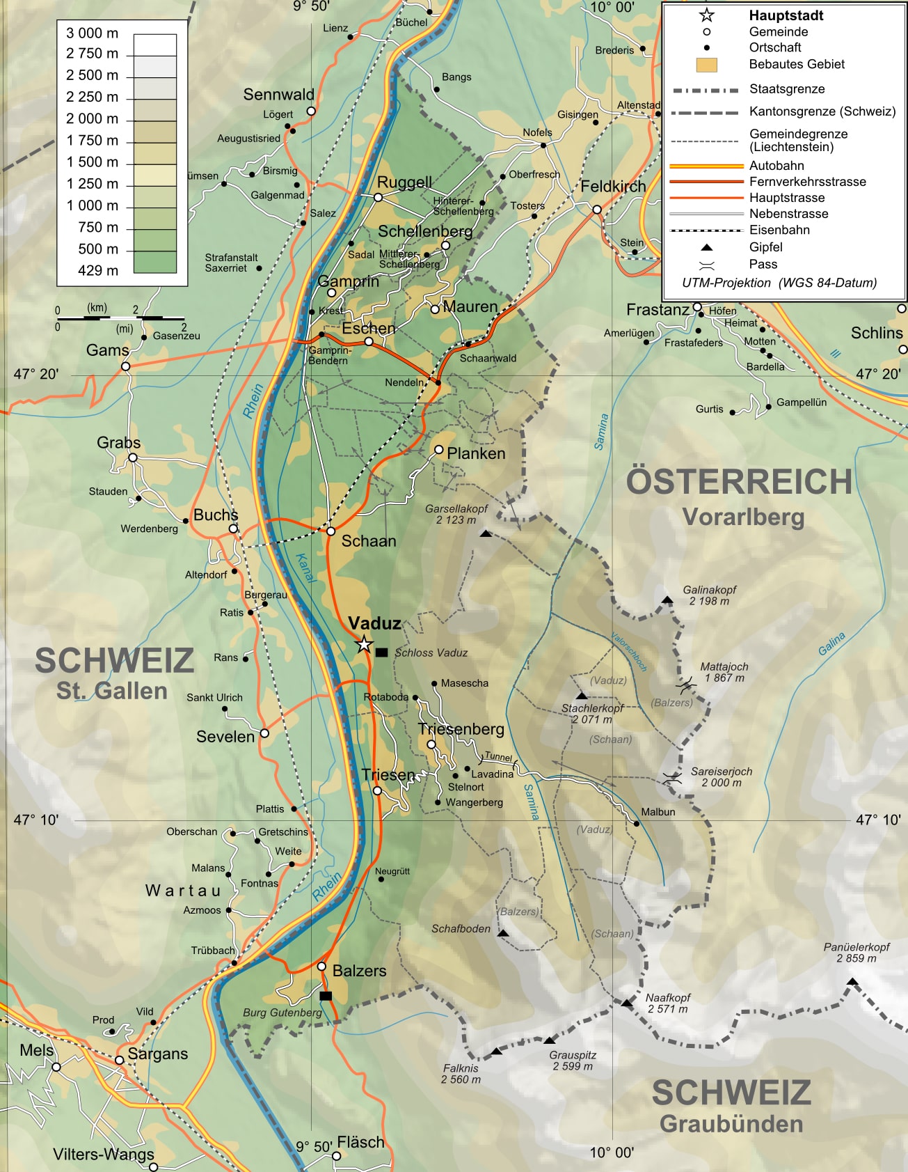 Carte du Liechtenstein.