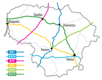carte autoroutes Lituanie