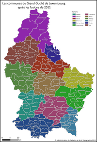 Carte du Luxembourg avec les cantons et les communes