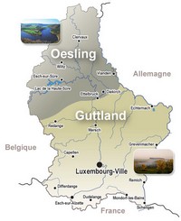 Carte du Luxembourg avec les régions géographiques
