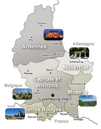 Carte du Luxembourg avec les régions touristiques